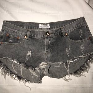 Grey one teaspoon jean shorts